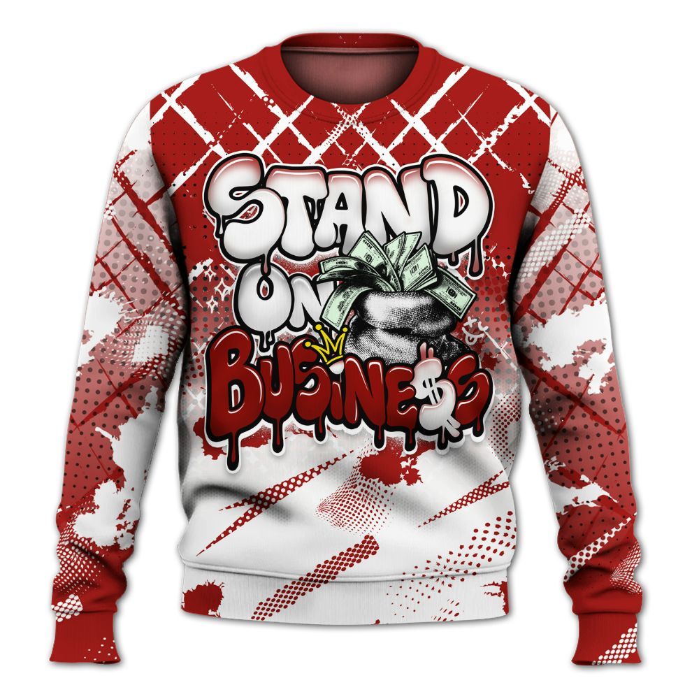 Sweatshirt To Match High OG Varsity Red 1s - Halftone Stand Business Dripping All Over Print