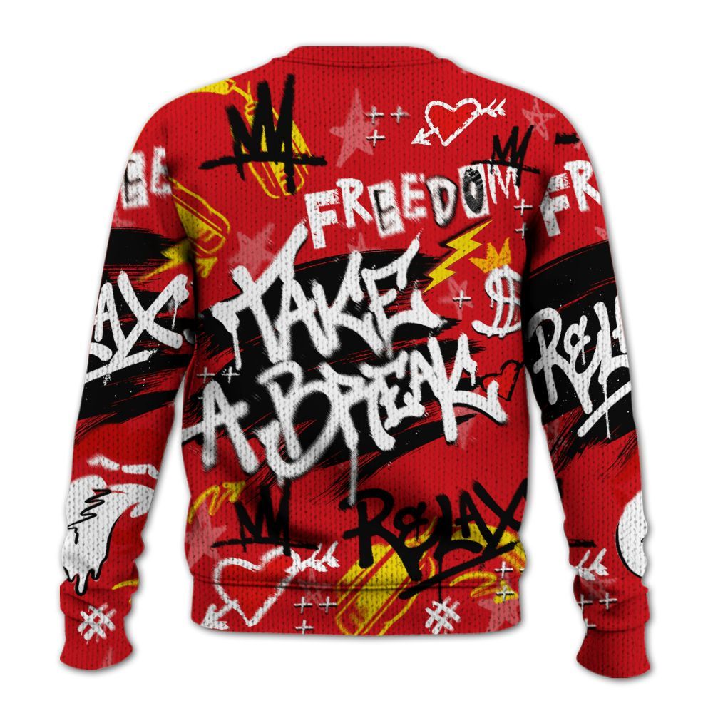 Sweater To Match Ferrari 14s - Take Break Freedom Graffiti Streetwear Graphic
