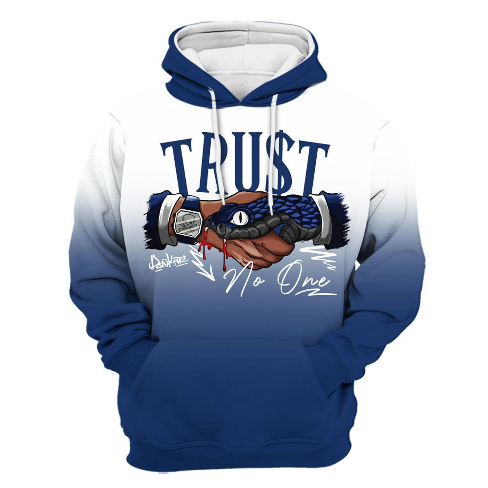 Hoodie To Match High OG Deep Royal Blue 1s - Snake Trust No One Drip All Over Print
