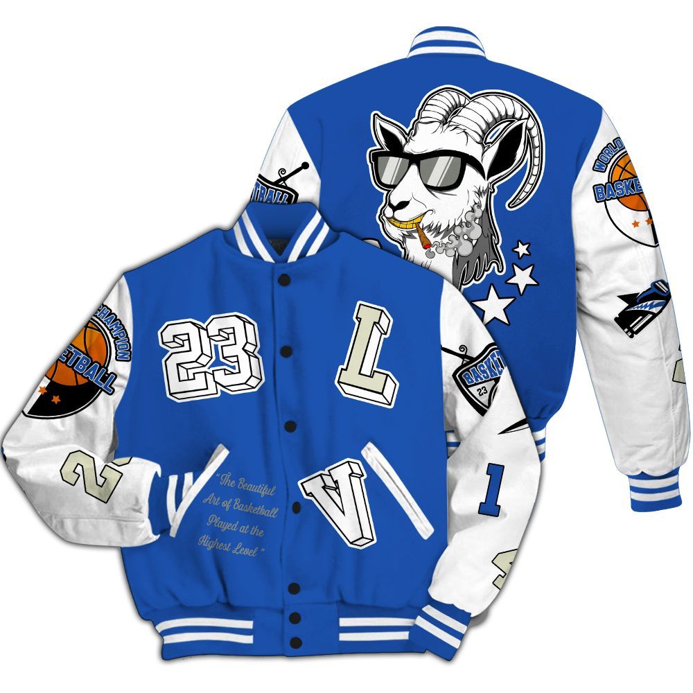 Varsity Jacket To Match Lucky Shorts 3s - The GOAT Got Em Retro Graphic All Over Print