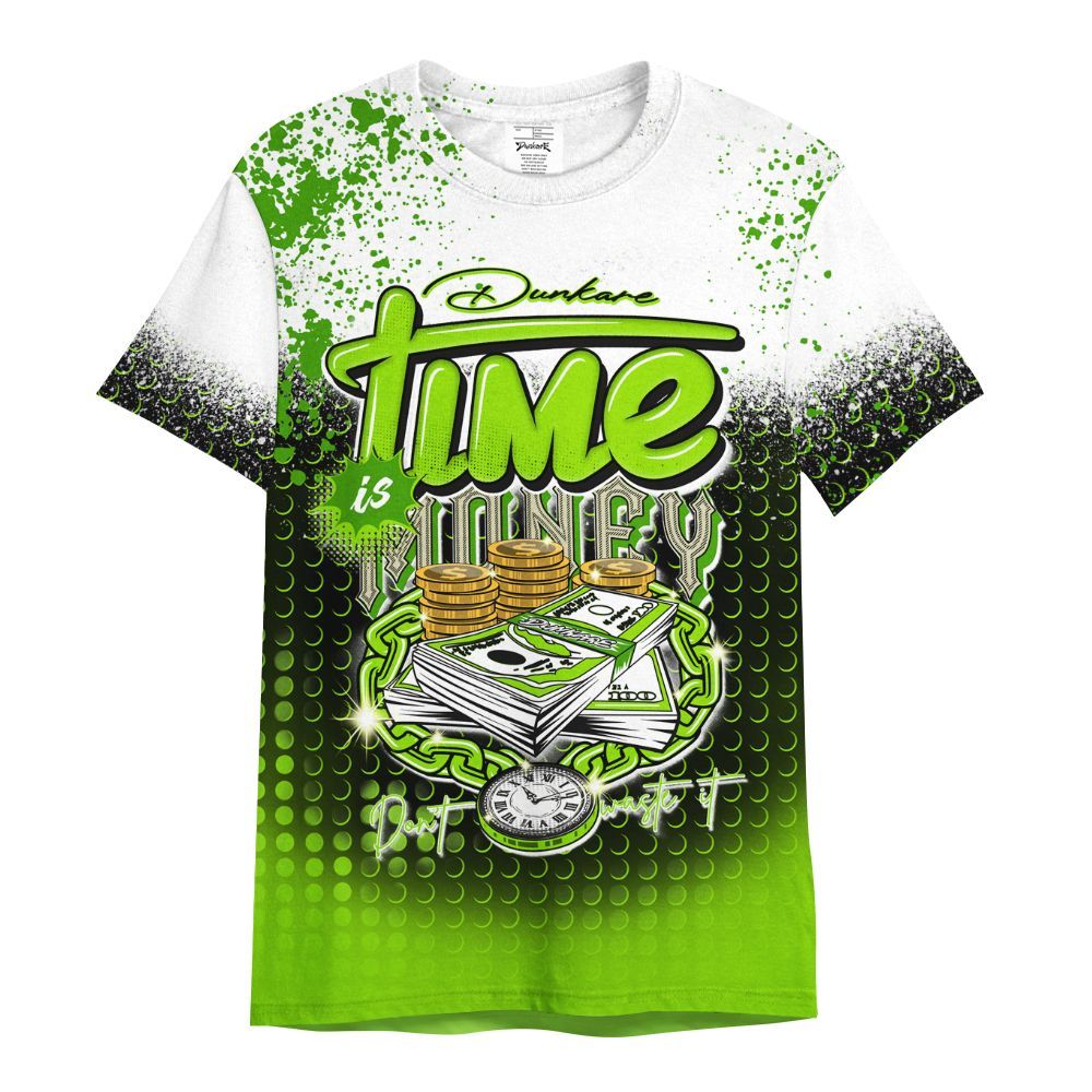 Shirt To Match Electric Green 6s - Halftone Time Is Money All Over Print