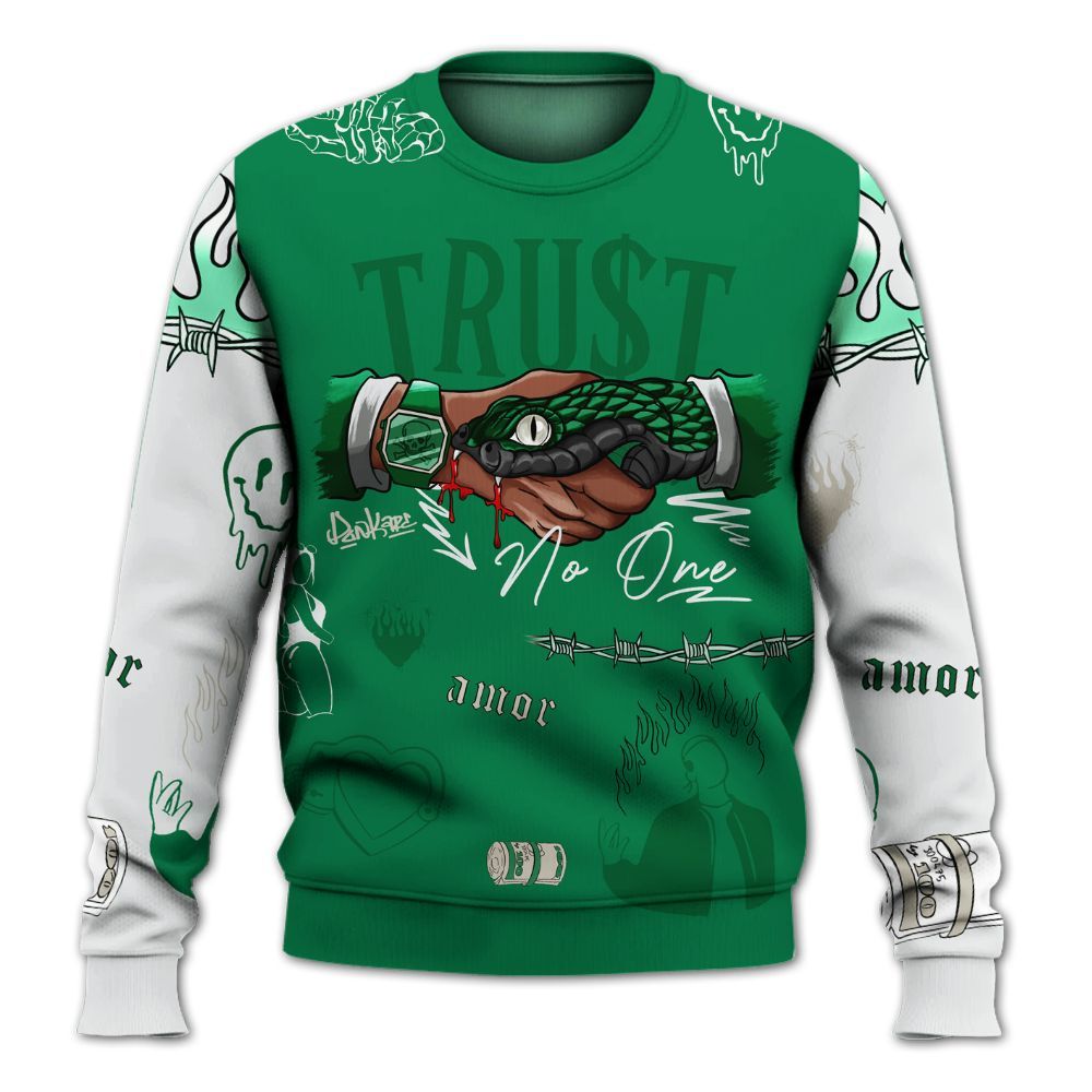 Sweatshirt To Match Lucky Green 2s - Snake Trust No One All Over Print