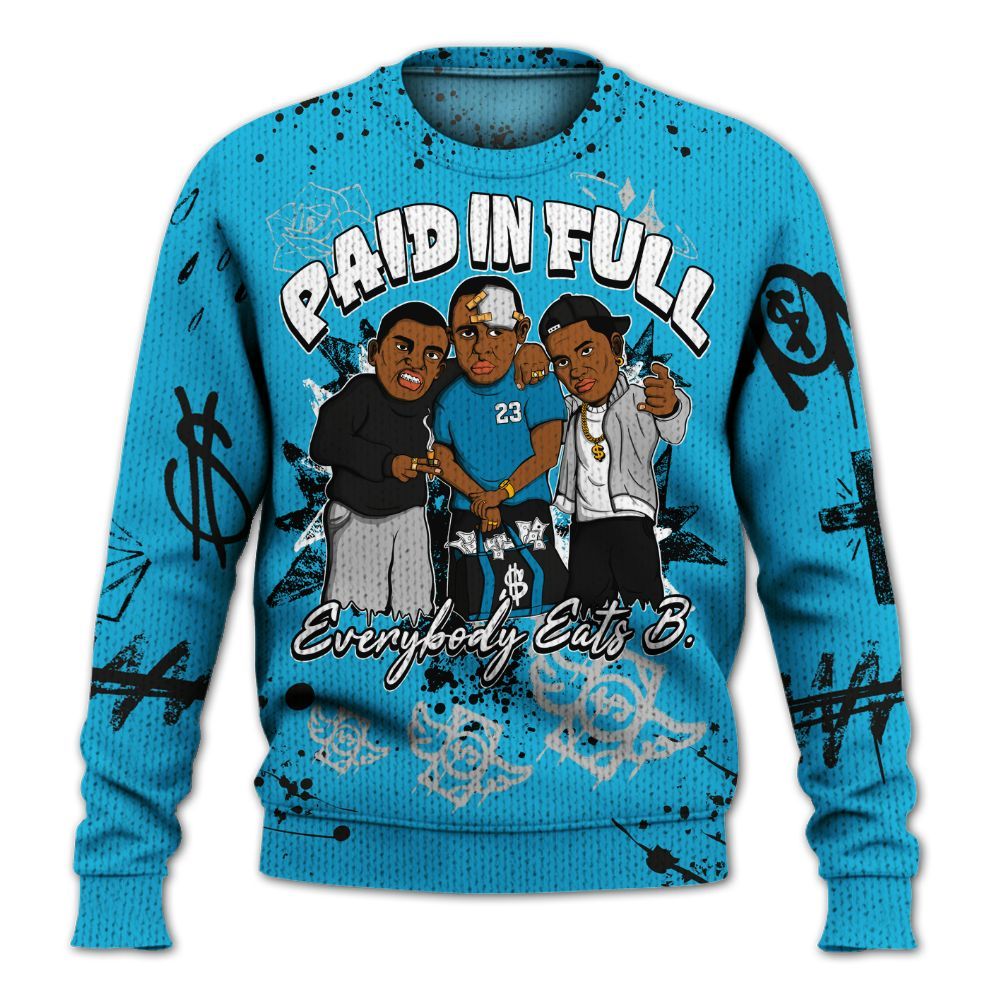 Sweater To Match Black University Blue 2026 14s - Everybody Paid In Full Crayon Graphic