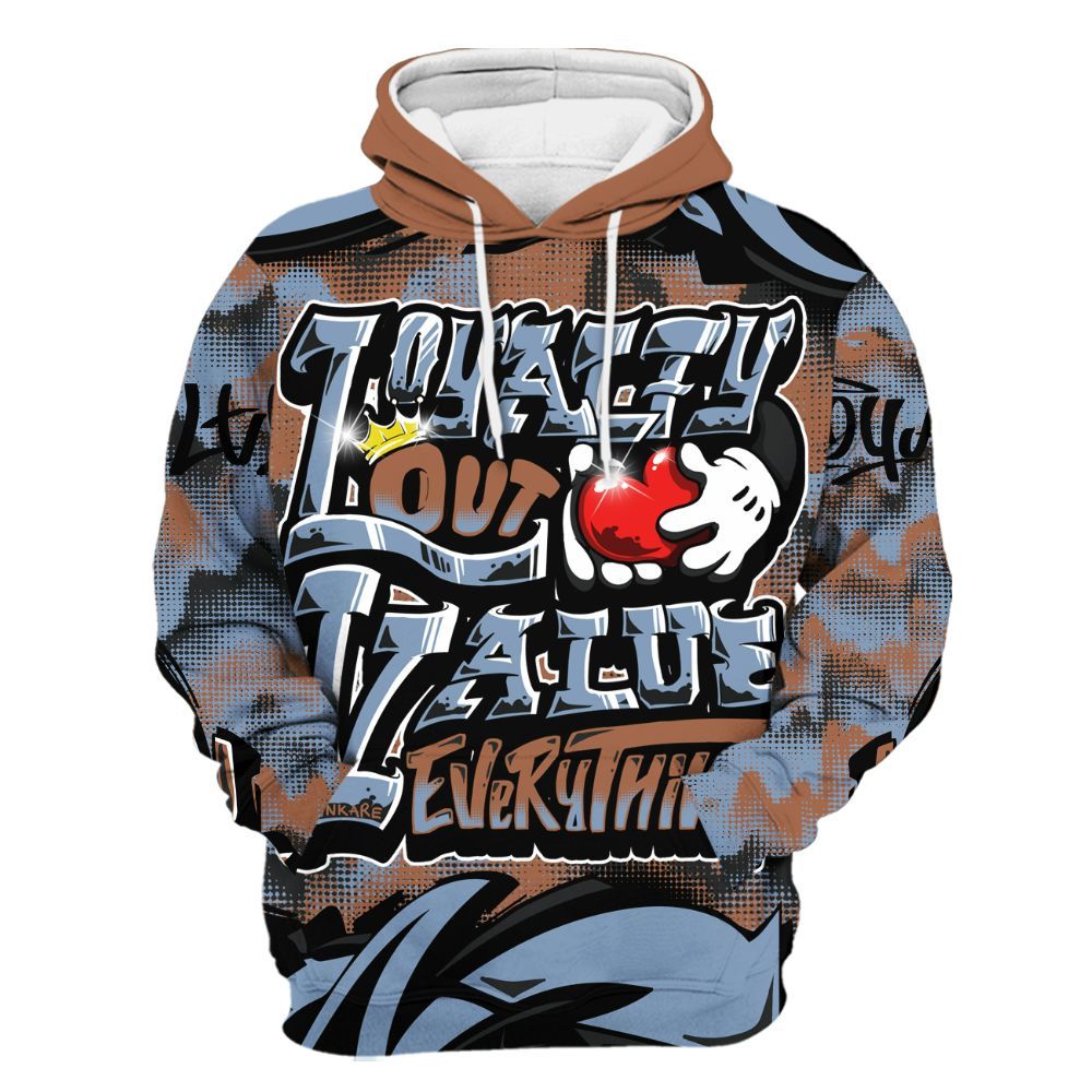 Hoodie To Match Air Foamposite Metallic Copper - Loyalty Out Value Graffiti All Over Print