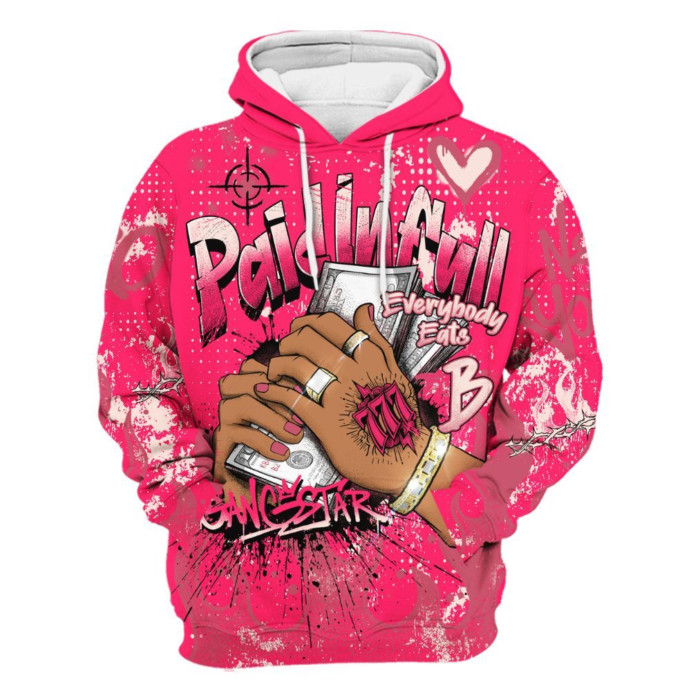 Hoodie To Match A'One Hyper Pink Shirt, Lucky Money Paid In Full Graffiti All Over Print
