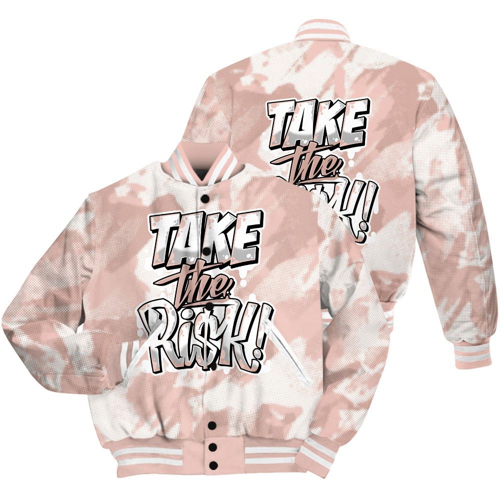 Varsity Jacket To Match Low Legend Pink 11s Shirt - Take Risks Abstract All Over Print