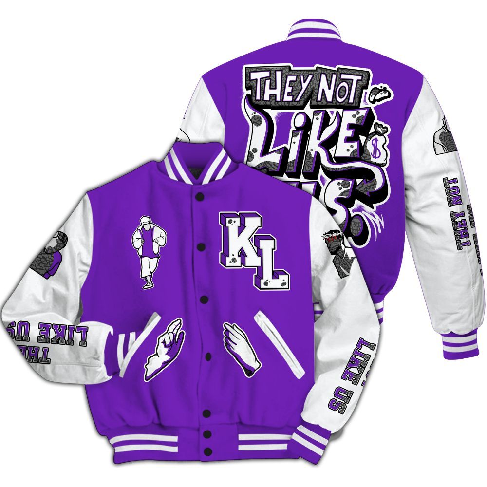 Varsity Jacket To Match Retro Dark Iris 3s - Dislike Us Graphic All Over Print