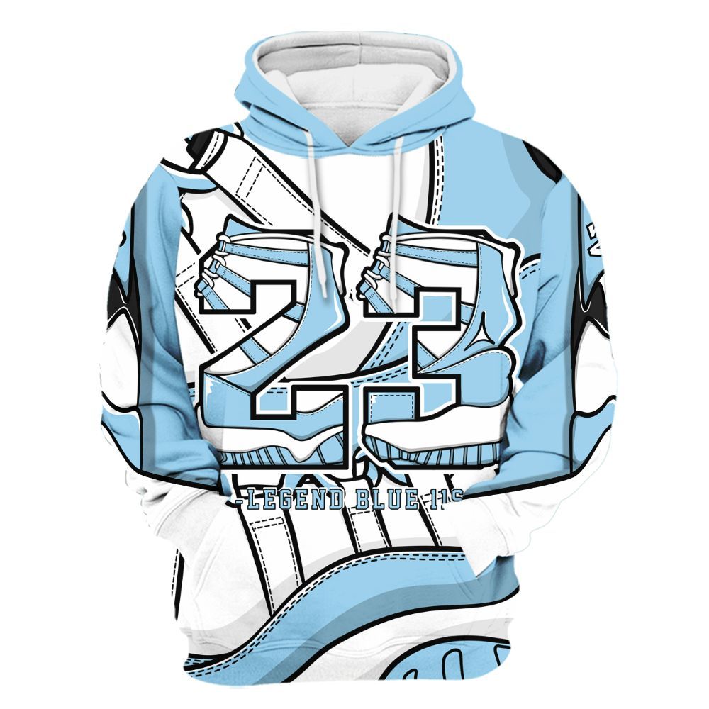 Hoodie To Match Legend Blue 11s - Number 23 Style 11s All Over Print