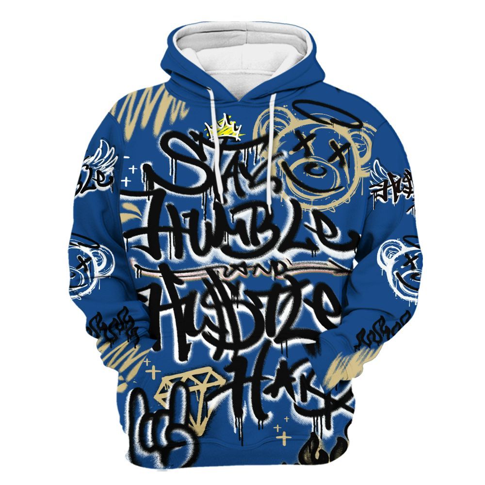 Hoodie To Match Air Ship Royal Blue - Humble Drip Streetwear Graffity All Over Print