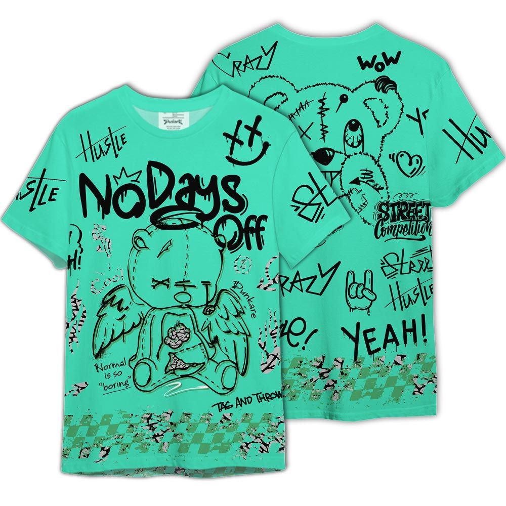Shirt To Match Black Green Glow 3s - Graphic No Days Off Shirt Green Glow 3s Outfit
