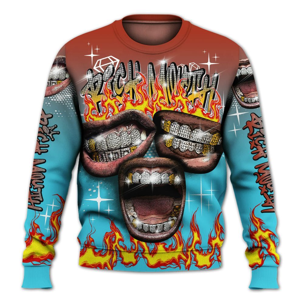 Sweatshirt To Match SB Dunk Di'Orr Greenwood - Rich Mouth Fire Rap Retro 90s All Over Print