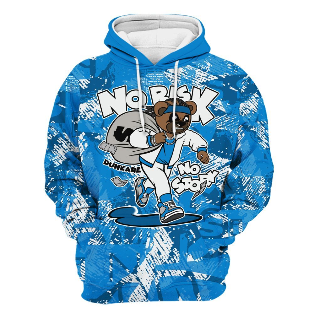 Hoodie To Match Industrial Blue 4s - Certain Bear Abstract Graffiti All Over Print