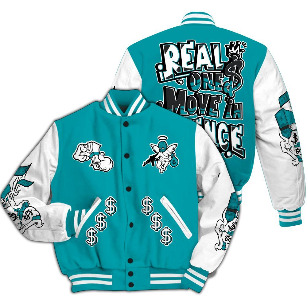 Varsity Jacket To Match Air Griffey Max Aquamarine 1s - Ones Move In Silence Graphic All Over Print