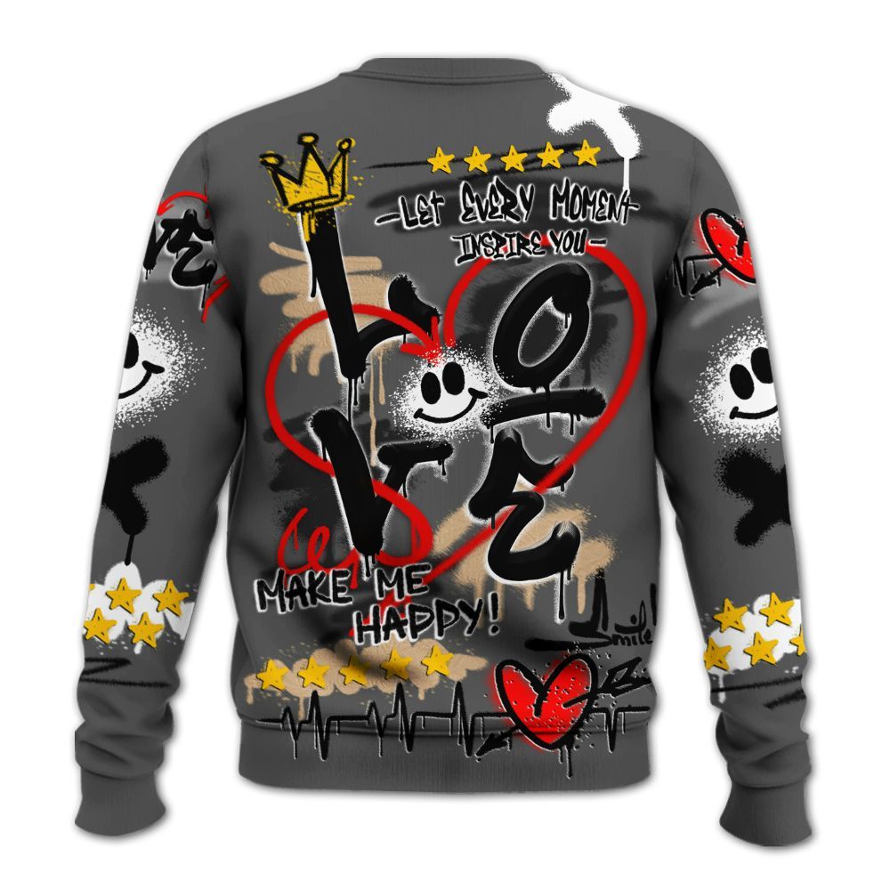 Sweatshirt To Match Kobe 9 EM Mamba - Happy Love Beats Graffiti Streetwear All Over Print