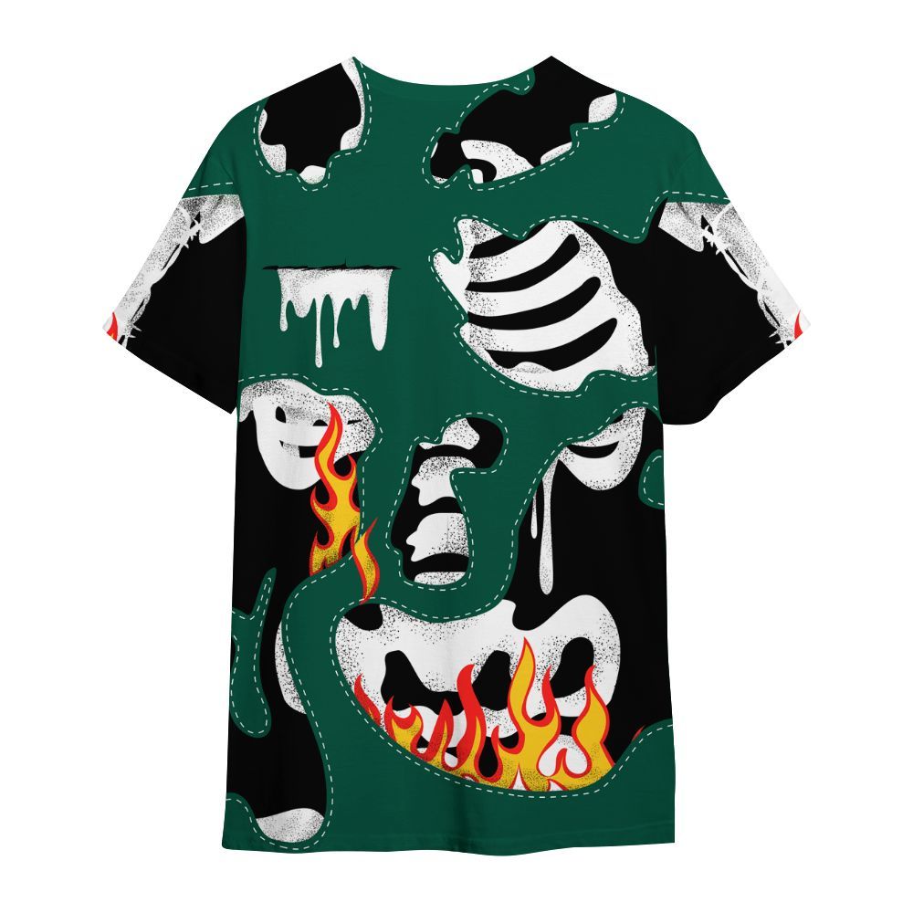 Shirt To Match Oxidized Green 4s - Skeleton Smile Flame Drip All Over Print