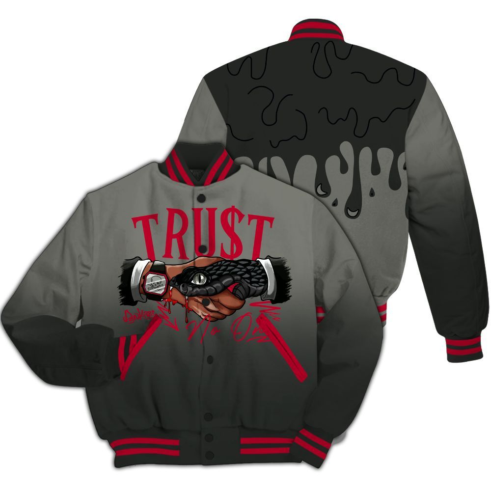 Varsity Jacket To Match Shadow 2025 10s - Trust No One Drip All Over Print