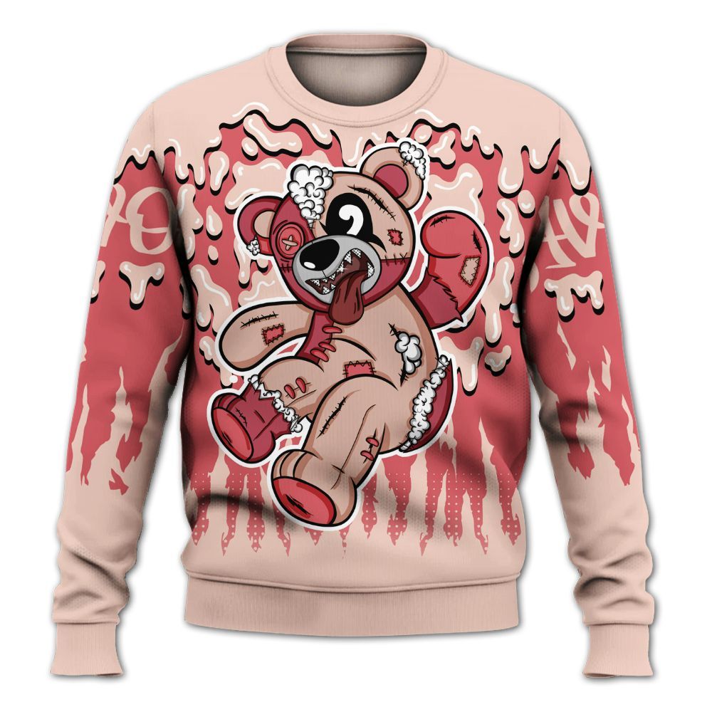 Sweatshirt To Match Washed Coral 2s Shirt - Havok Bear Dripping All Over Print