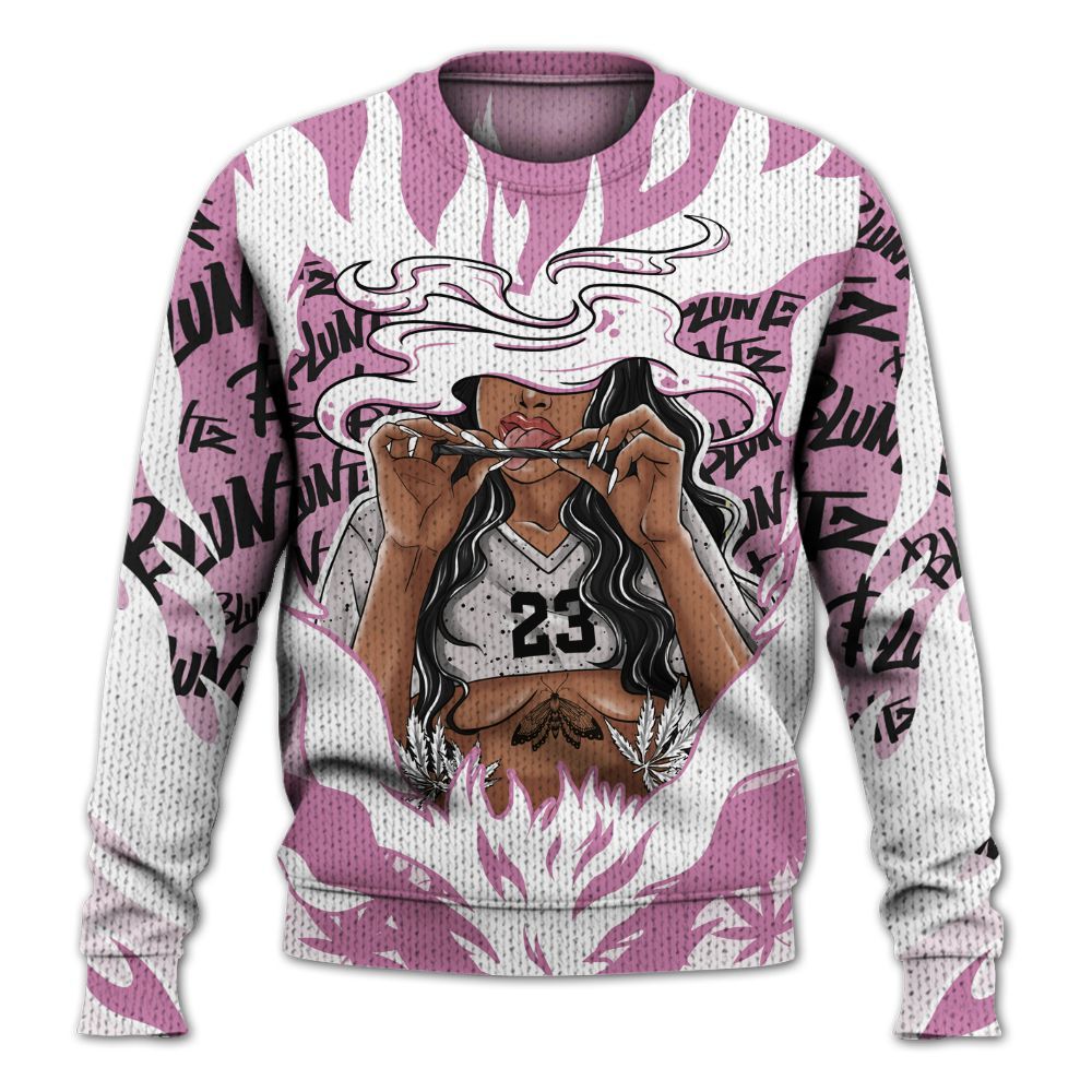 Knitted Sweater To Match Neutral Grey Black White Orchid 4s - Bluntz Burnz Graphics