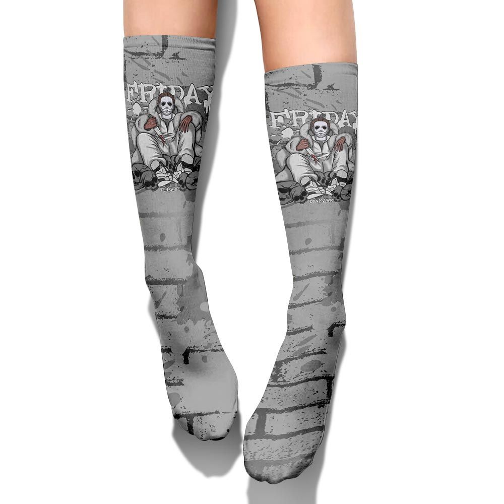 Sock To Match Black Wolf Grey 12s - Friday Halloween Brick