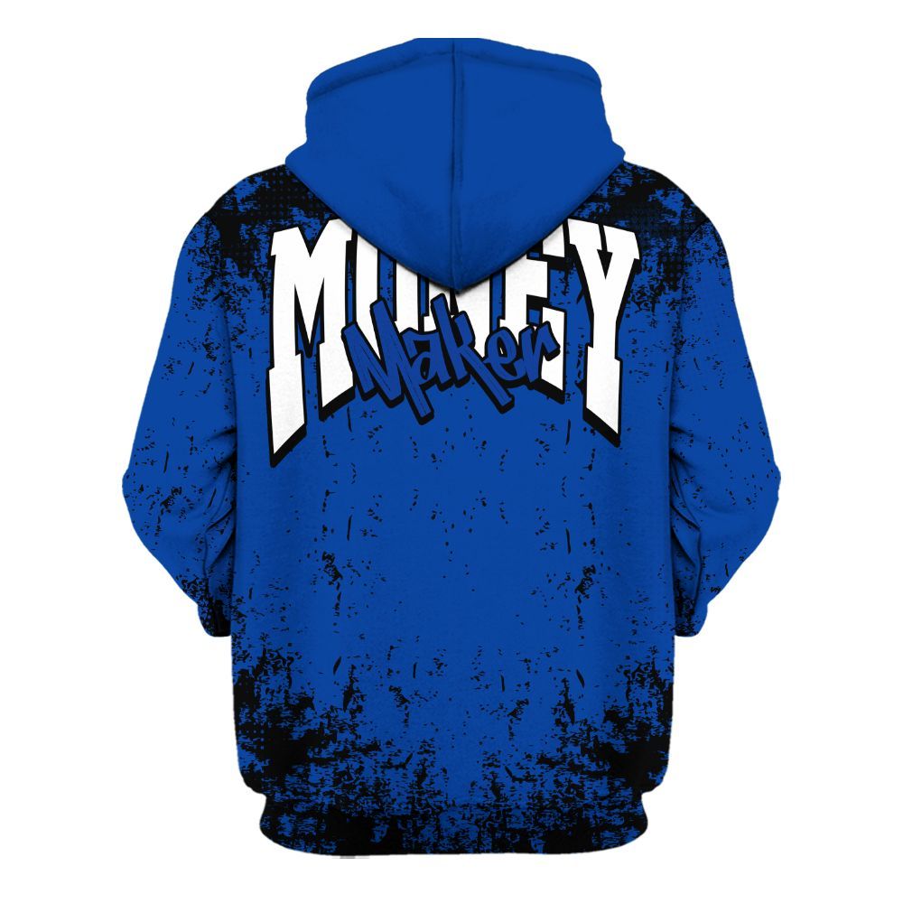 Hoodie To Match Hyper Royal 12s - Move In Silence Money Street Retro All Over Print