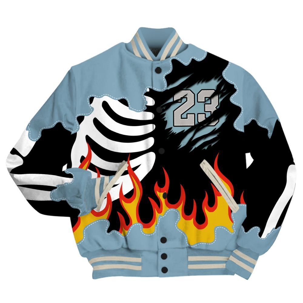 Varsity Jacket To Match Retro SoleFly 13s - Burning Skeleton 23 G.O.A.T All Over Print
