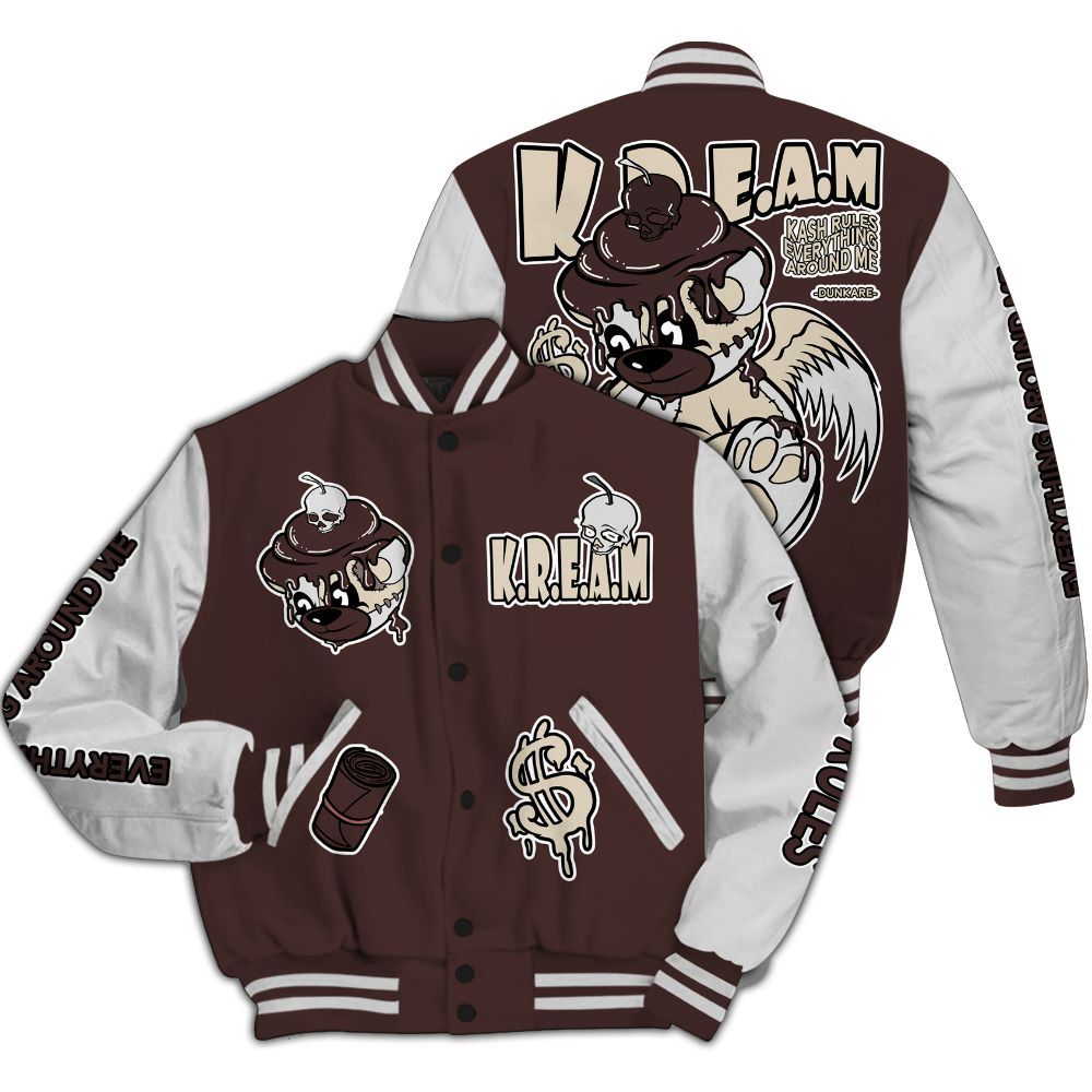 Varsity Jacket To Match Burgundy Crush 3s - Loot Bear All Over Print