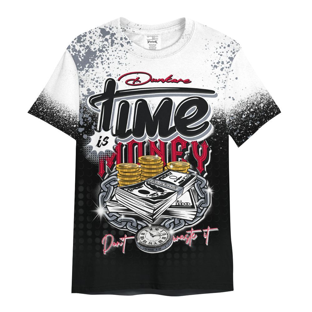 Shirt To Match Mid Black Metallic 1s - Halftone Time Is Money All Over Print