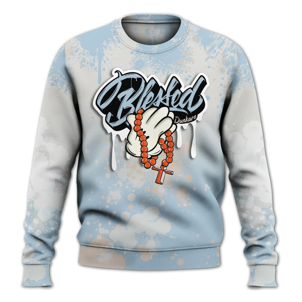 Sweatshirt To Match High OG Alaska 1s - God Blessed Ink Drip All Over Print