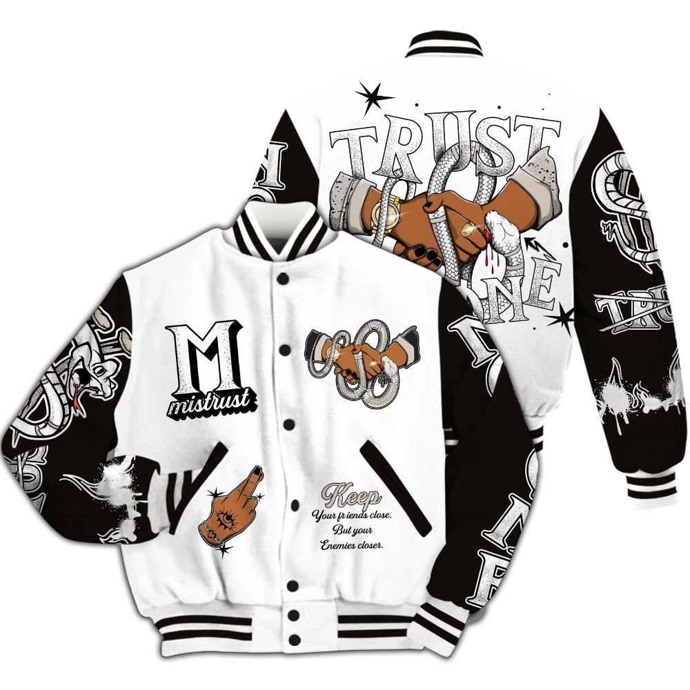 Varsity Jacket To Match Retro Reverse Metallic 5s - Trust No One Snake-Bite Street Style All Over Print