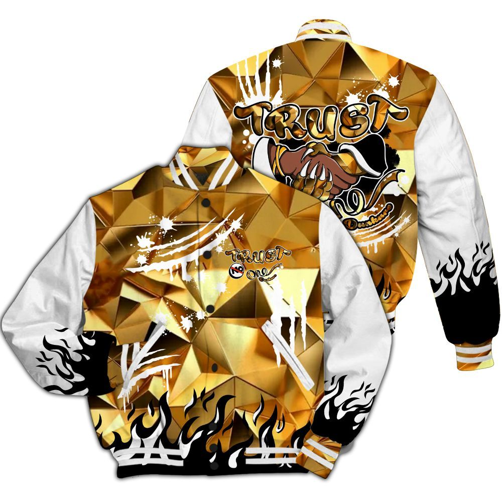 Varsity Jacket To Match NET Gold 4s - Graphic Trust No One All Over Print