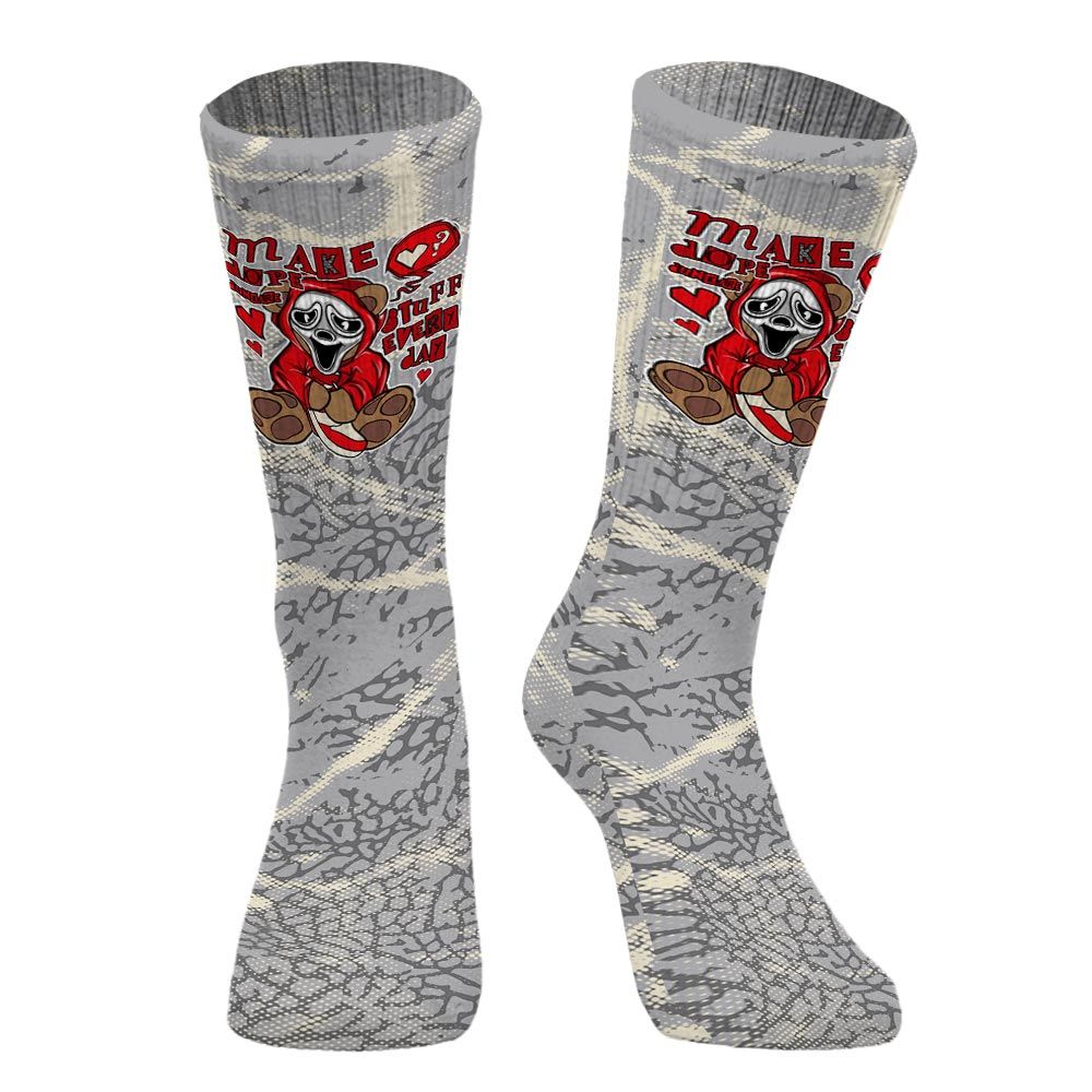 Sock To Match Cement Grey 3s - Make Dopes Bear Halloween Profound