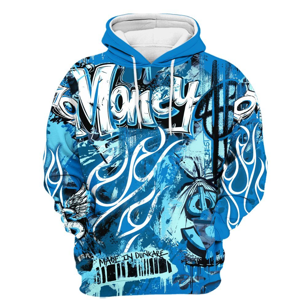 Hoodie To Match Industrial Blue 4s - The Best Money Military Blue 4s All Over Print