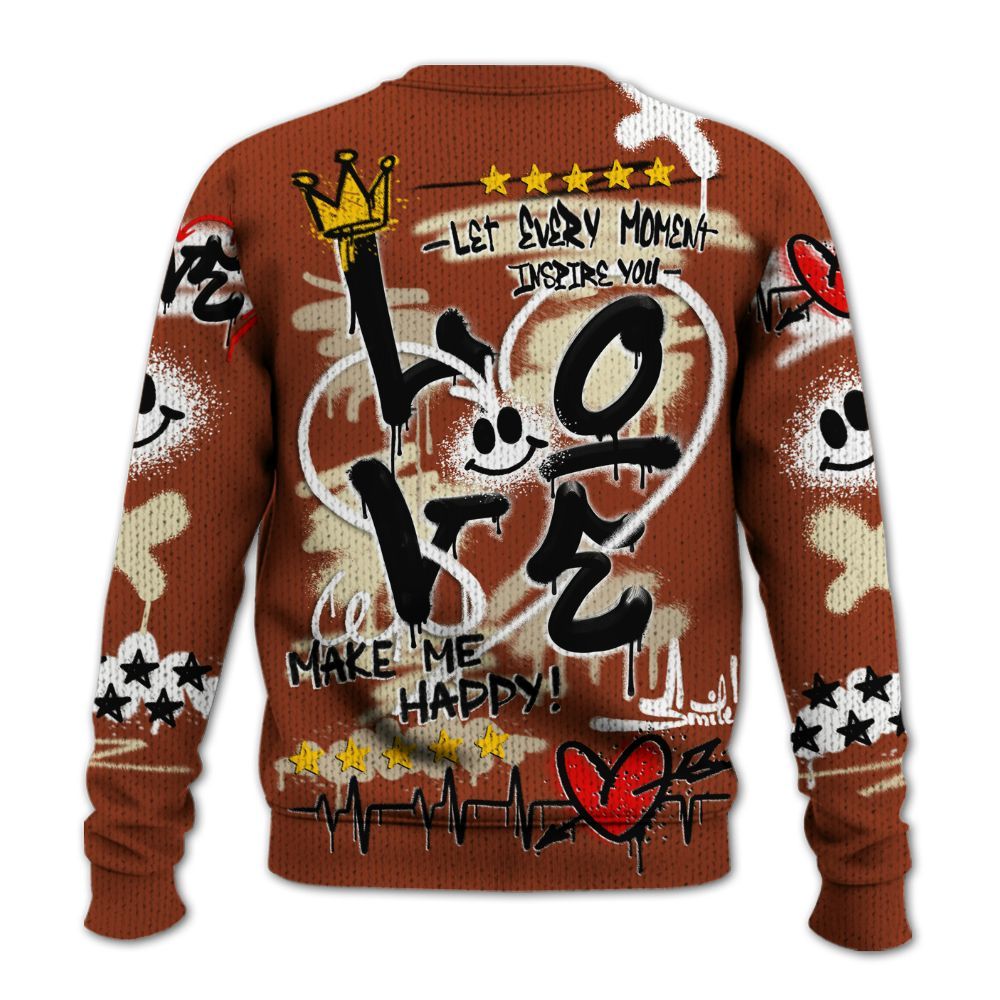 Knitted Sweater To Match Retro Eastside Golf 12s - Happy Love Beats Graffiti Streetwear