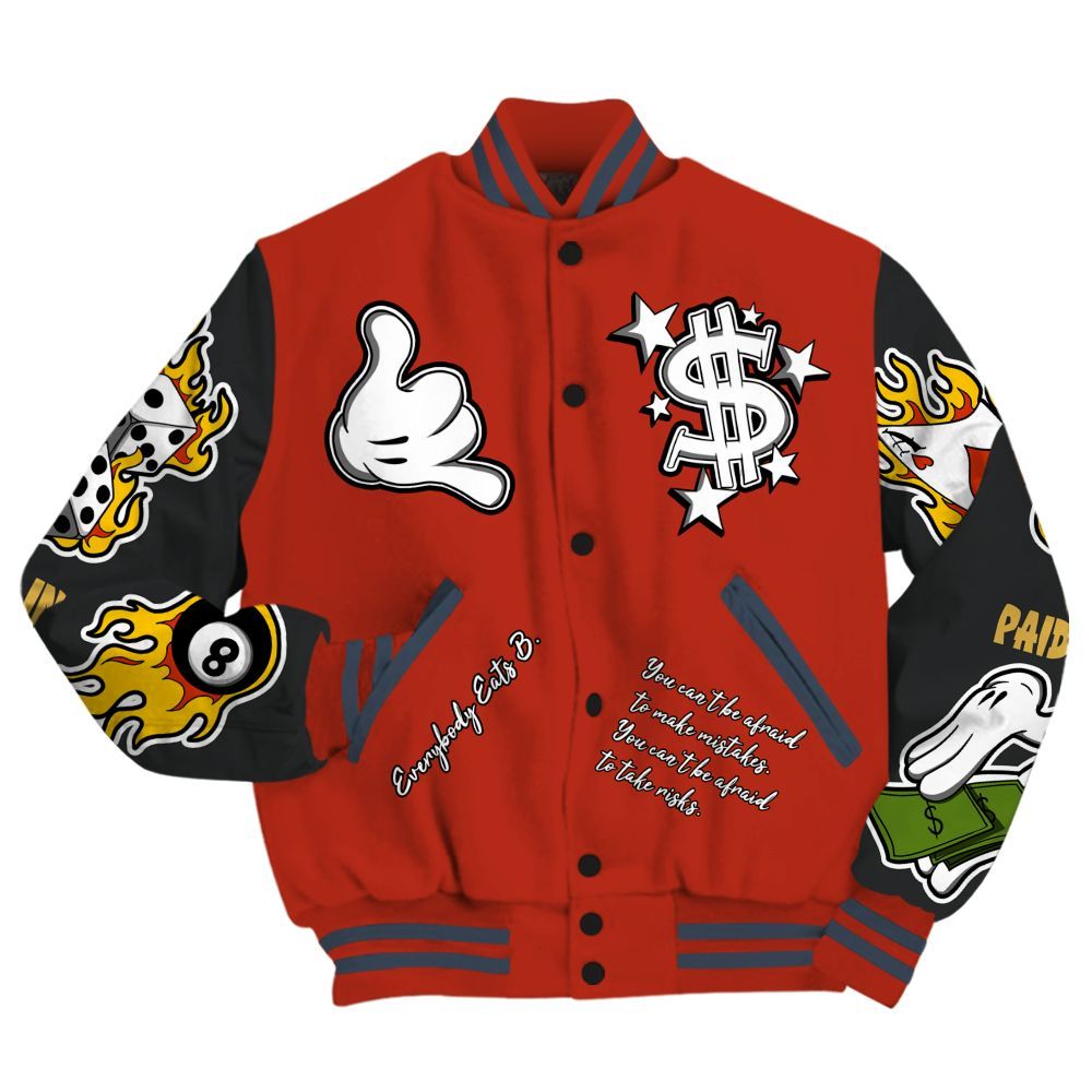 Varsity Jacket To Match Low Lucky Cat 1s - Everybody Paid In Full Graphic All Over Print