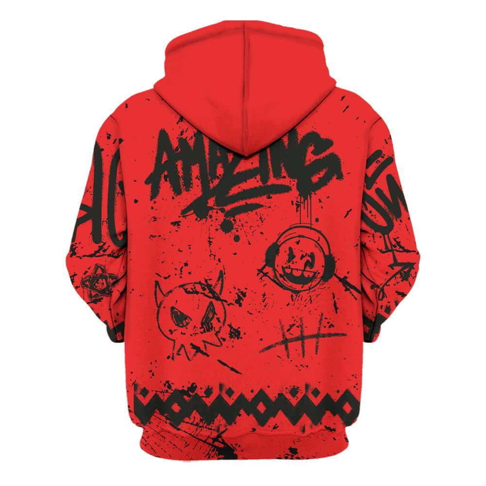 Hoodie To Match Red Thunder 4s - Friday Sneaker Crayon All Over Print