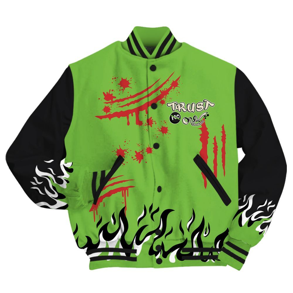 Varsity Jacket To Match Air Max Waffle SP Action Green - Graphic Trust No One All Over Print