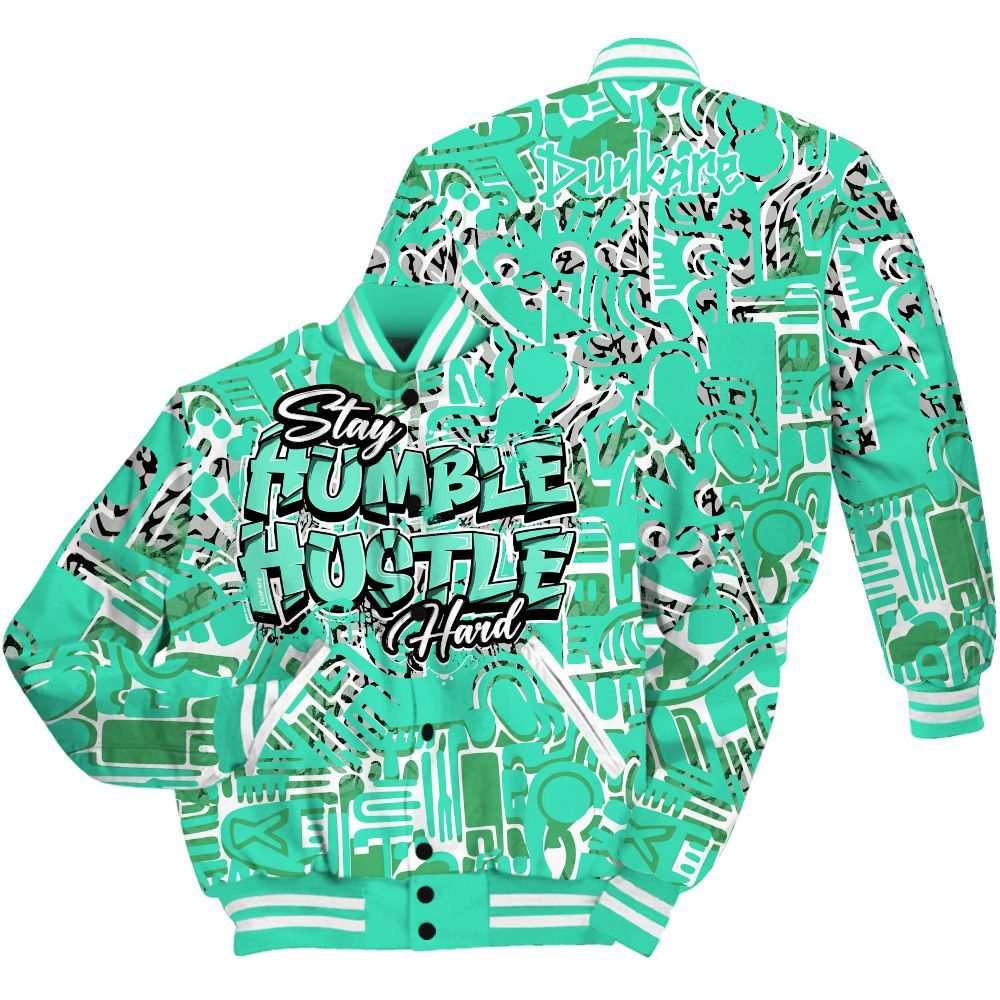 Varsity Jacket To Match Black Green Glow 3s - Humble Hustle Retro Green Glow 3s Outfit All Over Print