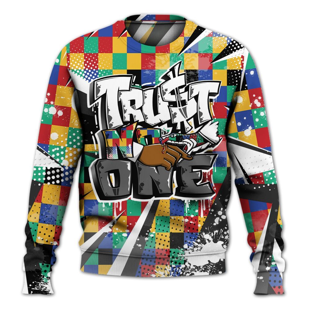 Sweatshirt To Match Air Rainbow Weave - Poly Trust No One Dripping All Over Print