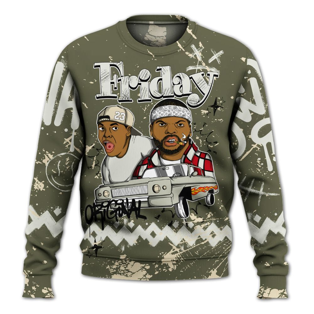 Sweatshirt To Match Travis Scott Low OG Medium Olive 1s - Friday Sneaker Crayon All Over Print