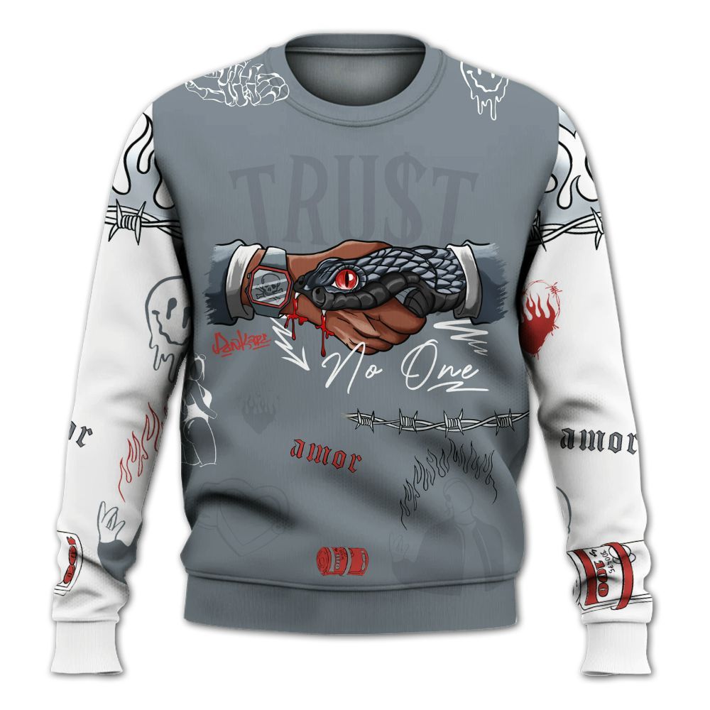 Sweatshirt To Match Wolf Grey 13s - Snake Trust No One All Over Print