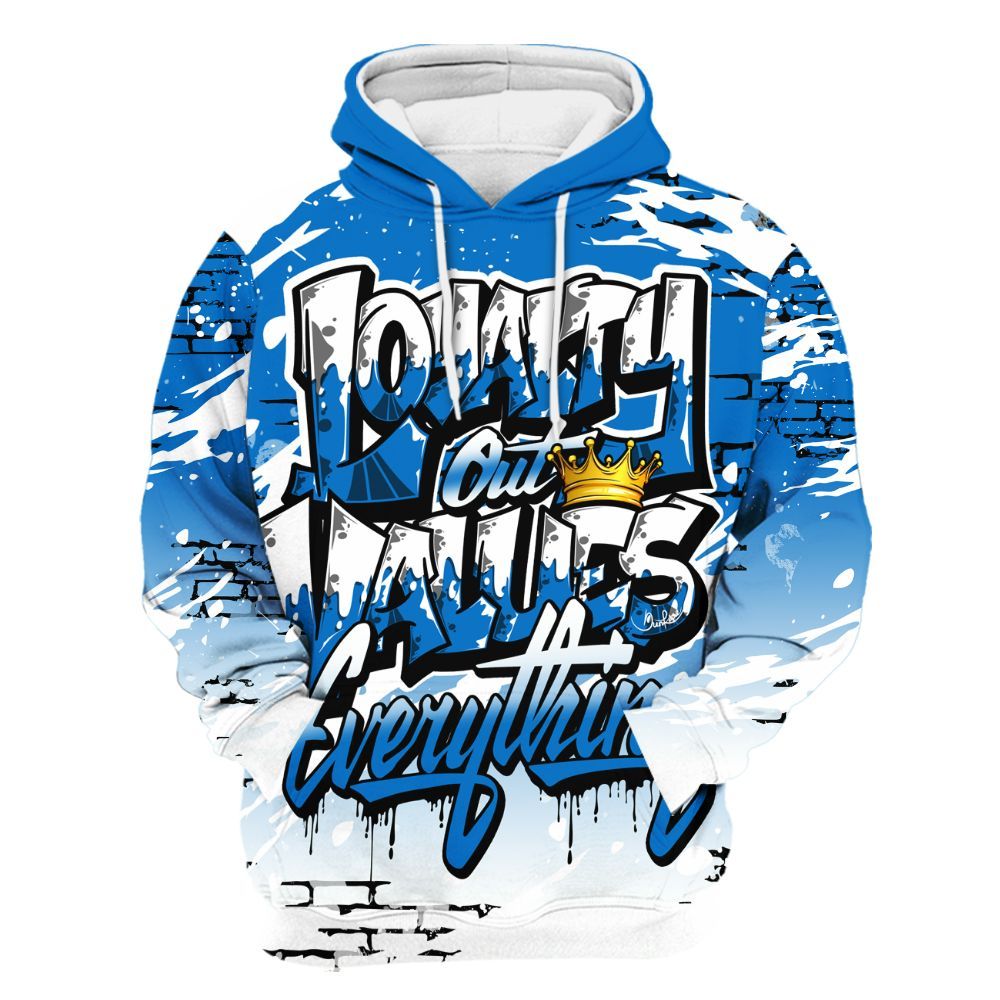 Hoodie To Match Low Game Royal 1s - Values Of Loyalty Drip All Over Print