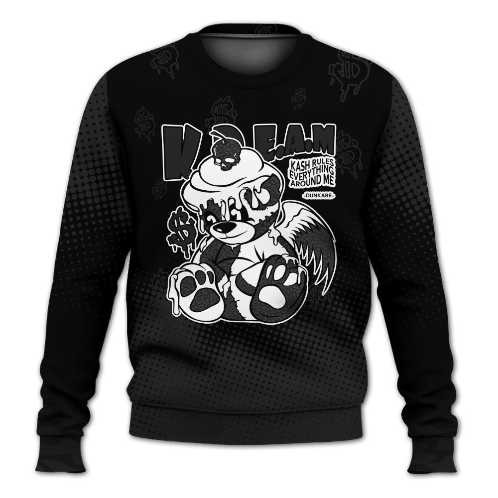 Sweatshirt To Match Black Cat 3s - Loot Bear Unique Drip All Over Print