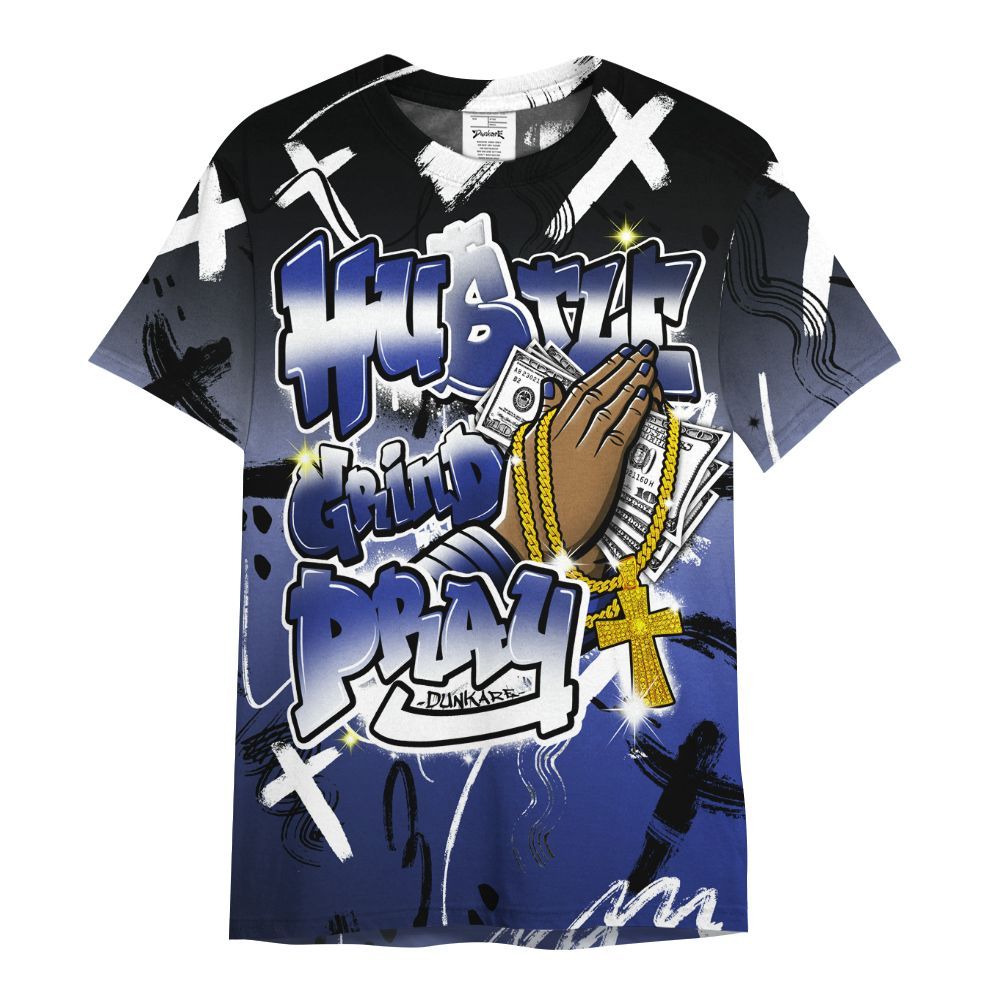 Shirt To Match Air Max Plus Black Racer Blue - Money Hustle Grind Pray All Over Print