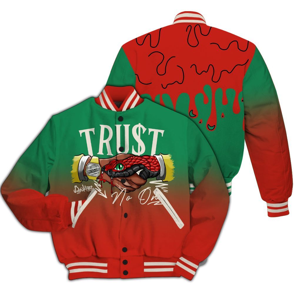 Varsity Jacket To Match Retro El Vuelo 3s - Trust No One Drip All Over Print