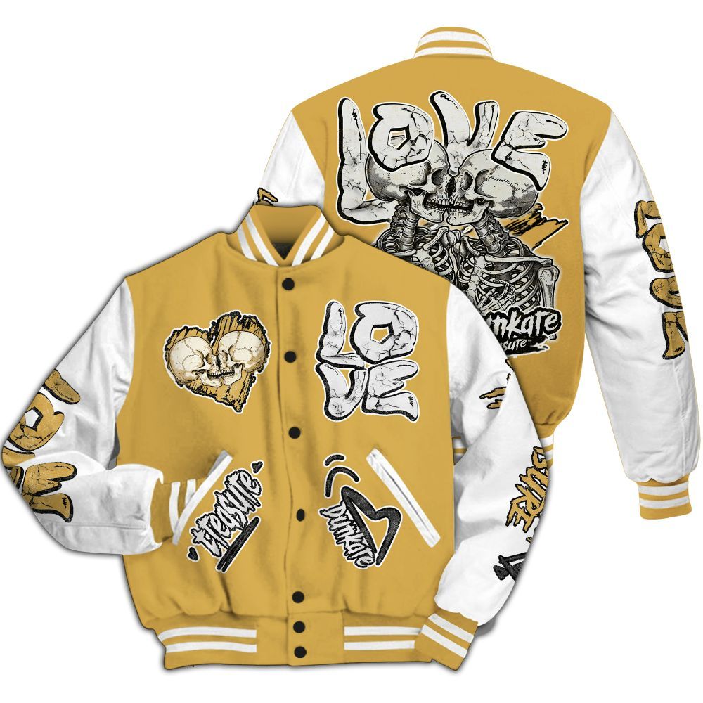 Varsity Jacket To Match Retro Light Ginger 14s - Skull Bear All Over Print