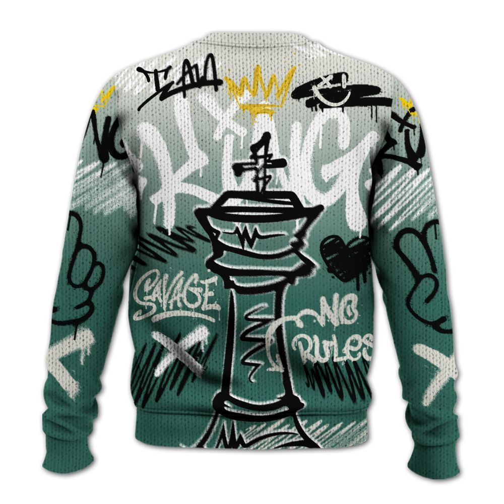 Knitted Sweater To Match RM Oxidized Green 4s - Street King Chess Streetwear