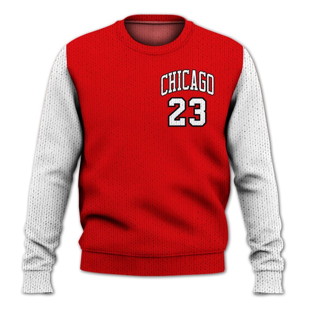 Knitted Sweater To Match Low OG Howard Bison 1s, Custom Name Chicago 23