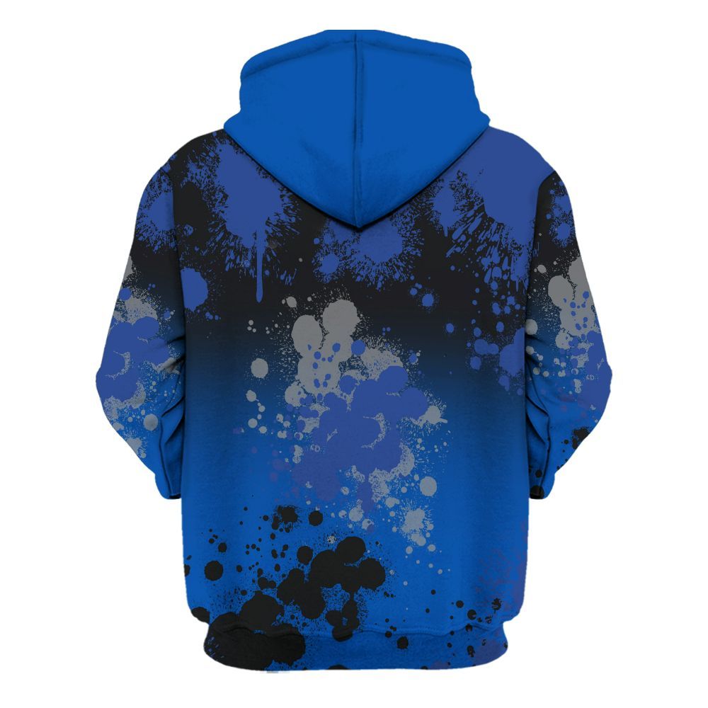 Hoodie To Match Racer Blue 5s - God Blessed Ink Drip All Over Print