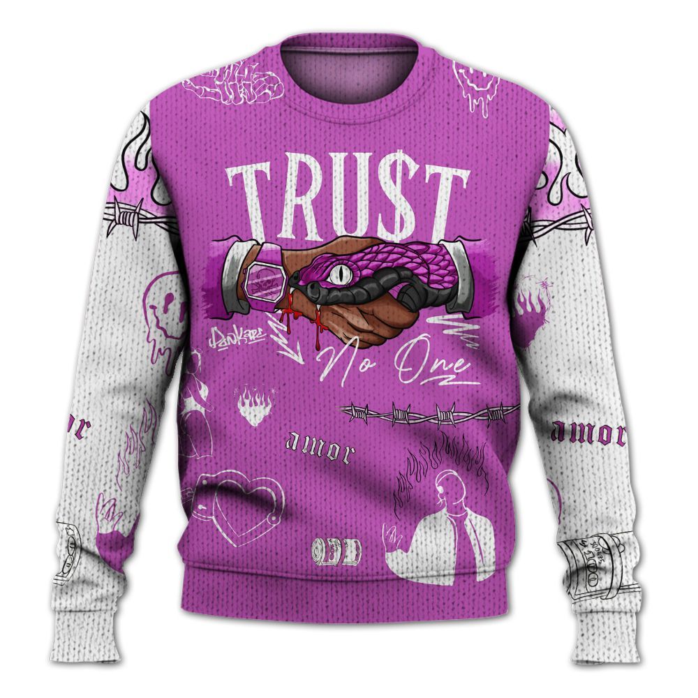 Knitted Sweater To Match Hyper Violet 4s - Snake Trust No One
