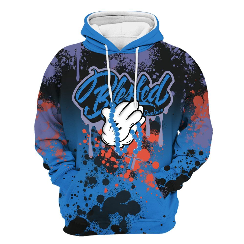Hoodie To Match Hi-Res Blue 700s - God Blessed Ink Drip All Over Print